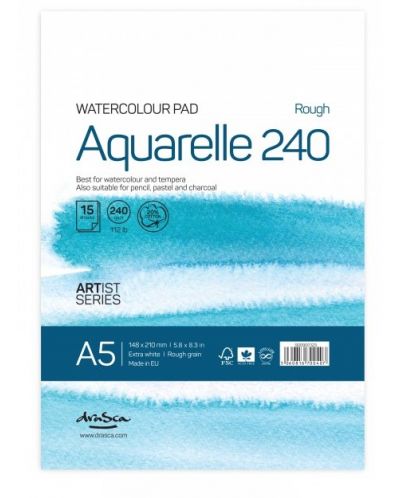 Скицник за водни бои Drasca Watercolour pad - A5, 15 л - 1