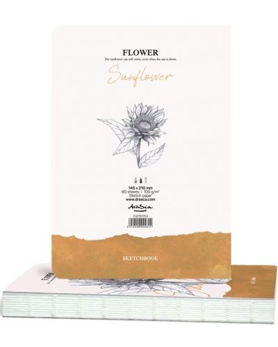 Скицник за рисуване Drasca Flower - Слънчоглед, 80 листа  - 2