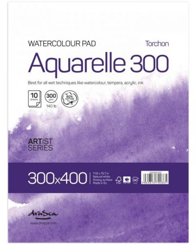 Скицник Drasca - Aquarelle Torchon 300, 30 x 40 cm, 10 листа - 1