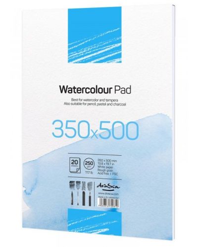 Скицник за водни бои Drasca Watercolour Pad - 20 листа, 35 х 50 cm - 1