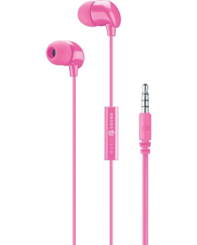 Слушалки с микрофон Cellularline - Music Sound 3.5 mm, розови - 2