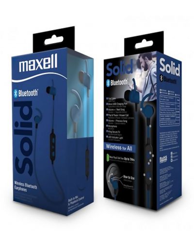Безжични слушалки с микрофон Maxell - Solid BT100, сини/черни - 2