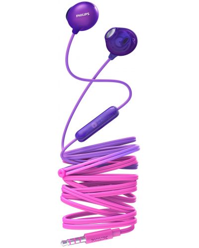 Слушалки с микрофон Philips - SHE2305PP, лилави/розови - 1