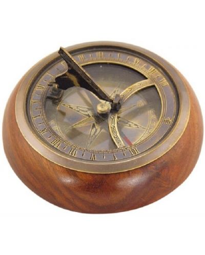 Слънчев часовник и компас Sea Club - С дървена основа - 1