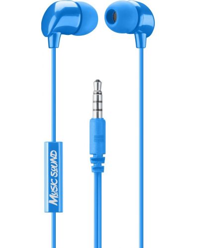 Слушалки с микрофон Cellularline - Music Sound 3.5 mm, сини - 1