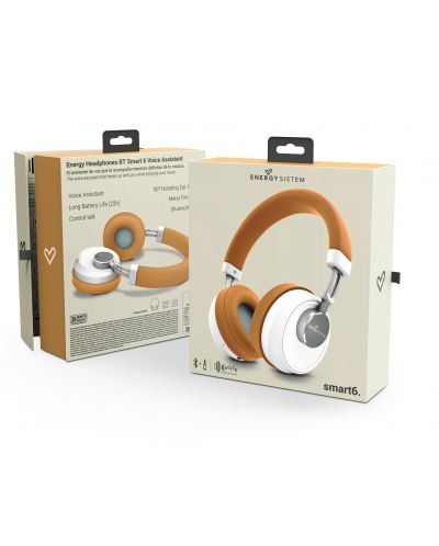 Безжични слушалки с микрофон Energy Sistem - Headphones BT Smart 6, Caramel - 6