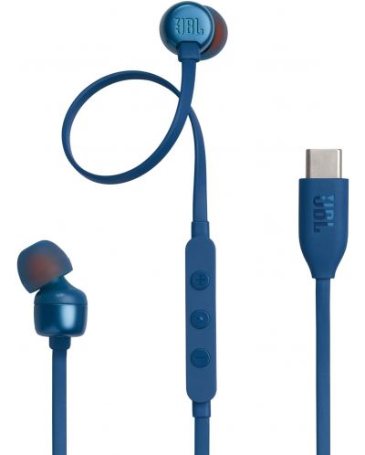 Слушалки с микрофон JBL - Tune 310C USB-C, сини - 1