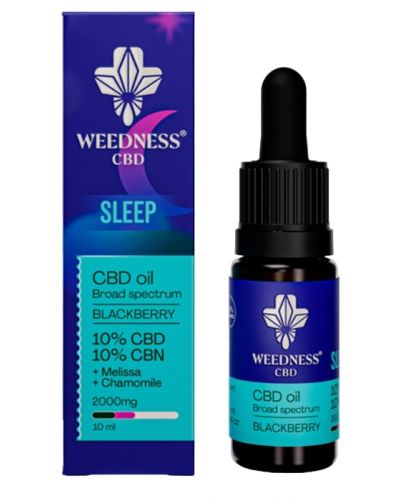 Sleep CBD масло, 10% CBD + 10% CBN, къпина, 10 ml, Weedness CBD - 1