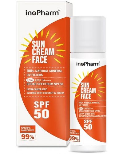 InoPharm Слънцезащитен крем за лице, SPF50, 35 g - 1