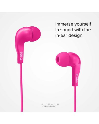 Слушалки с микрофон SBS - Mix 10, розови - 2