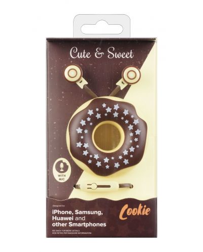 Детски слушалки Cellularline Cute & Sweet Cookie, кафяви - 1