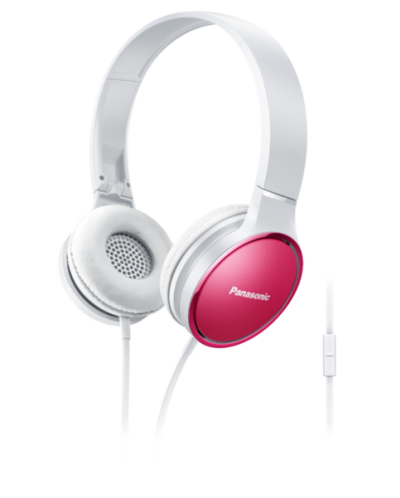Слушалки с микрофон Panasonic - RP-HF300ME-P, бели/розови - 1