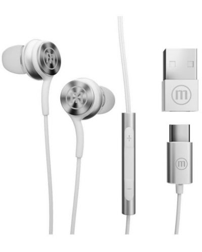 Слушалки с микрофон Maxell - XC1 USB-C, бели - 1