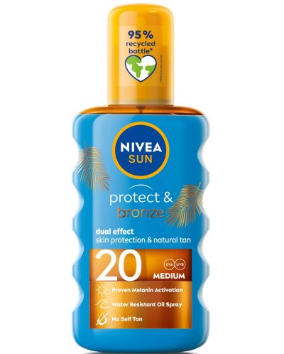 Nivea Sun Слънцезащитно олио Protect & Bronze, SPF20, 200 ml - 1