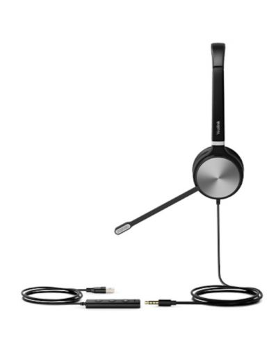 Слушалки с микрофон Yealink - UH36, UC, USB-A/3.5 mm, черни - 3