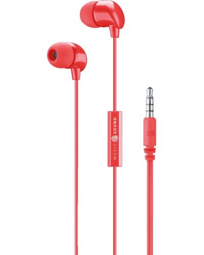 Слушалки с микрофон Cellularline - Music Sound 3.5 mm, червени - 2