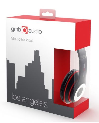 Слушалки с микрофон Gembird - Los Angeles, черни/червени - 3