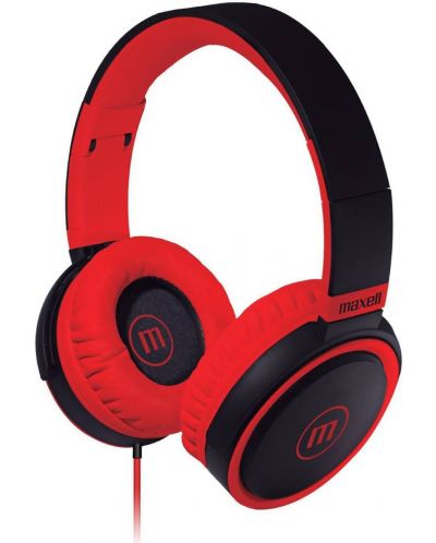 Слушалки с микрофон Maxell - B52, червени/черни - 1