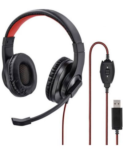 Слушалки с микрофон Hama - HS-USB400, черни/червени - 3