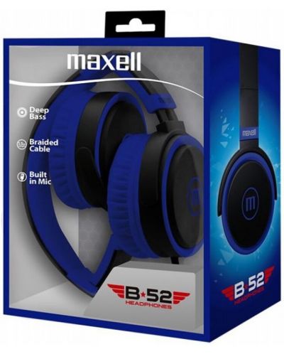 Слушалки с микрофон Maxell - B52, сини/черни - 2