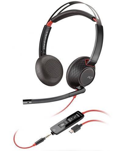 Слушалки с микрофон Plantronics - Blackwire C5220 USB-C, черни - 1