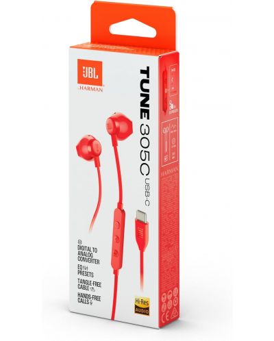 Слушалки с микрофон JBL - Tune 305C USB-C, червени - 5