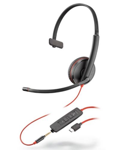 Слушалки с микрофон Poly - Blackwire C3215, USB-C/3.5 mm, черни - 1