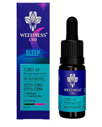Sleep CBD масло, 20% CBD + 20% CBN, къпина, 10 ml, Weedness CBD - 1