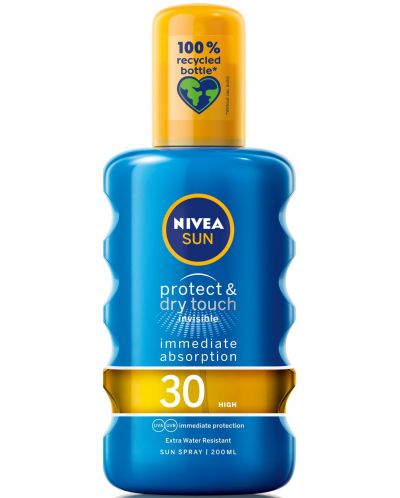 Nivea Sun Слънцезащитен спрей Protect & Dry Touch, SPF30, 200 ml - 1