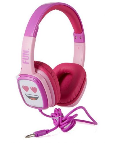 Детски слушалки с микрофон Emoji - Flip n Switch, розови/лилави - 1