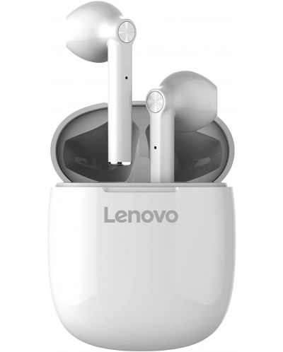 Безжични слушалки Lenovo - HT30, TWS, бели - 1