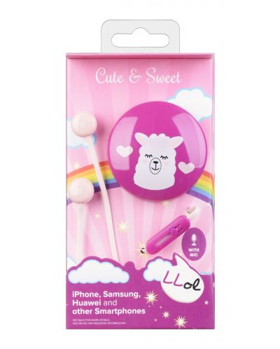 Детски слушалки Cellularline - Cute & Sweet Lama, розови - 1