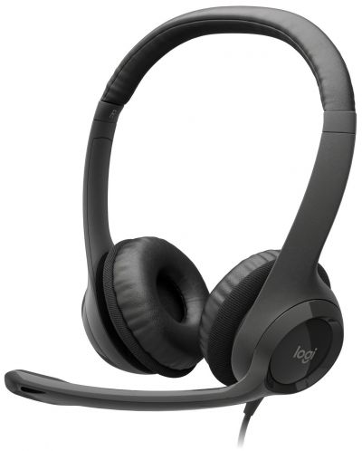 Слушалки с микрофон Logitech - H390, черни - 1