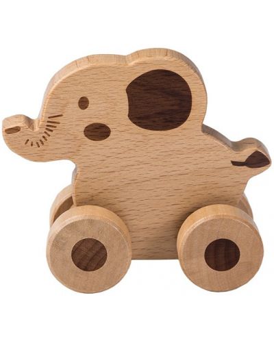 Дървена играчка Jouéco - Слонче, с колела за бутане - 1