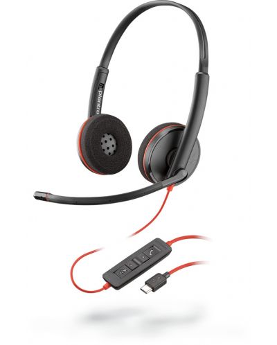 Слушалки Plantronics - Blackwire C3220 Stereo, USB-C, черни - 1