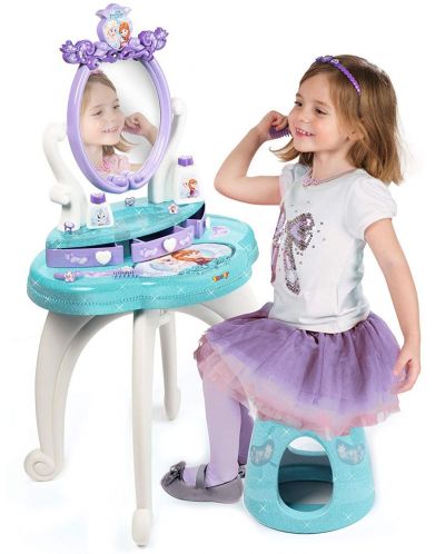 Детска тоалетка Smoby Frozen - 2 в 1, с аксесоари и столче - 2