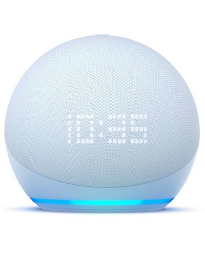 Смарт колона Amazon - Echo Dot 5, с часовник, синя - 1