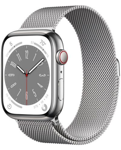 Смарт часовник Apple - Watch S8, Cellular, 45mm, Silver/Milanese Loop - 1