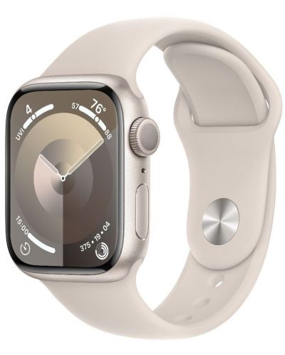 Смарт часовник Apple - Watch S9, 41mm, 1.69'', S/M, Starlight Sport - 2