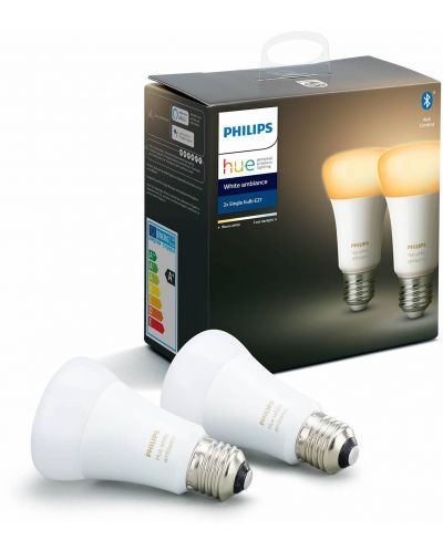 Смарт крушки Philips - HueWA, 8.5W, E27, A60, 2 броя, dimmer, бели - 2