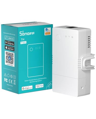 Смарт ключ Sonoff - THR316, Wi-Fi, 16A, бял - 5
