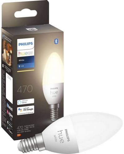 Смарт крушка Philips - HUE White, LED, 5.5W, E14, B39, dimmer - 3