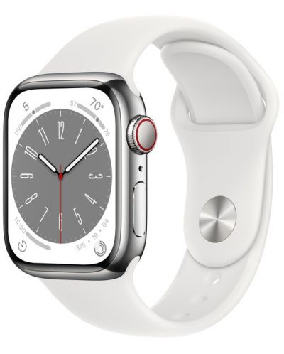 Смарт часовник Apple - Watch S8, Cellular, 41mm, Silver/White - 1
