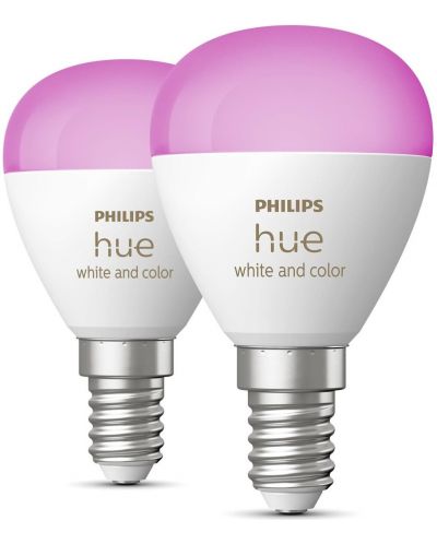 Смарт крушки Philips - Hue Ambiance, 5.1W, E14, P45, RGB, 2 броя, dimmer - 3
