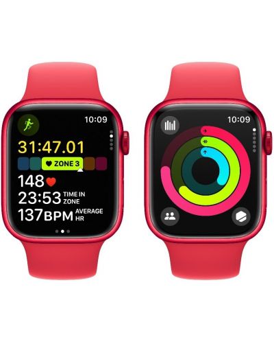 Смарт часовник Apple - Watch S9, 45mm, 1.9'', S/M, Product Red Sport - 5