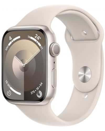 Смарт часовник Apple - Watch S9, 45mm, 1.9'', S/M, Starlight Sport - 2