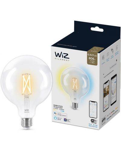 Смарт крушка WiZ - Filament, 7W LED, E27, G125, dimmer - 2