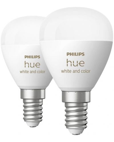 Смарт крушки Philips - Hue Ambiance, 5.1W, E14, P45, RGB, 2 броя, dimmer - 4
