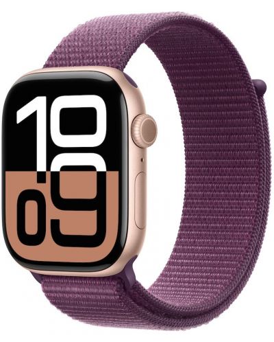 Смарт часовник Аpple - Watch S10 Cell, 42 mm, Rose Gold Alu Case with Plum Sport Loop - 2