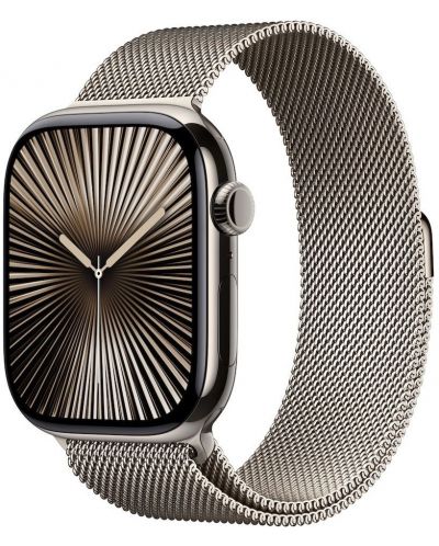 Смарт часовник Аpple - Watch S10 Cell, 42 mm, Natural Titanium Case with Natural Milanese Loop - 2